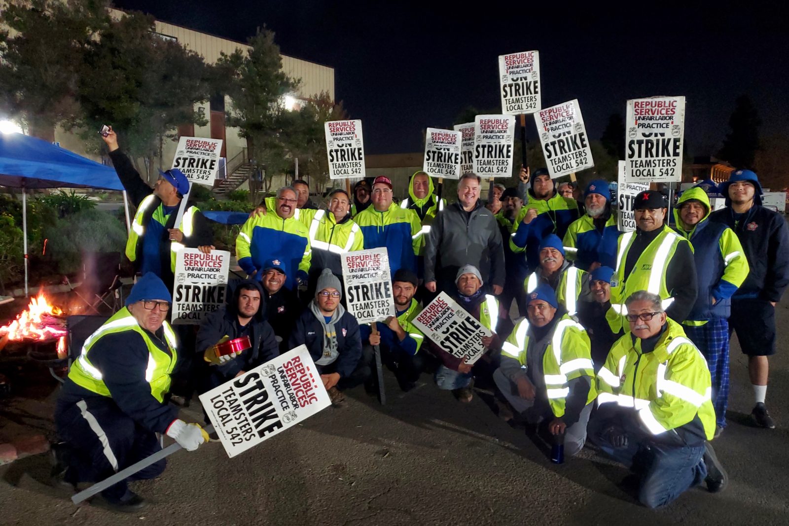 With striking sanitation workers in Kearny Mesa.
